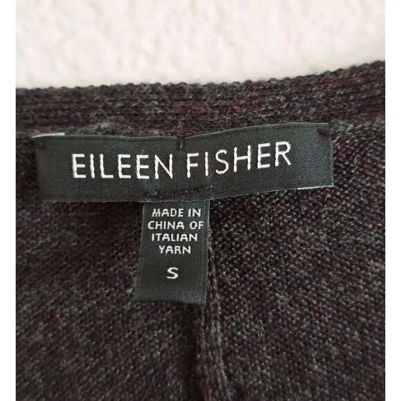 Eileen Fisher 100% Merino Wool V Neck Tunic Sweater Black Size S Knit Oversized - Picture 2 of 7